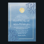 Koraalrif Seashell Beach Wedding Invitations Kaart<br><div class="desc">Koraalrif Seashell Beach Wedding Invitations - biedt een blauwe achtergrond voor waterverf die is gedecoreerd met koraal en een seashell-ontwerp.</div>
