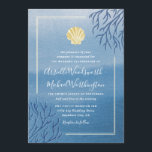 Koraalrif Seashell Beach Wedding Invitations Kaart<br><div class="desc">Koraalrif Seashell Beach Wedding Invitations - biedt een blauwe achtergrond voor waterverf die is gedecoreerd met koraal en een seashell-ontwerp.</div>
