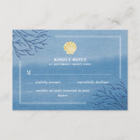 Koraalrif Seashell Beach Wedding RSVP-kaarten