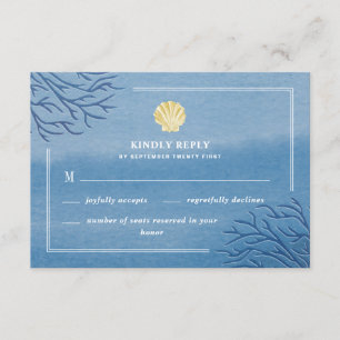 Koraalrif Seashell Beach Wedding RSVP-kaarten RSVP Kaartje