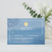 Koraalrif Seashell Beach Wedding RSVP-kaarten RSVP Kaartje (Staand voorkant)