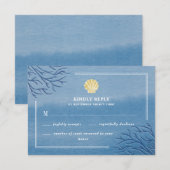 Koraalrif Seashell Beach Wedding RSVP-kaarten RSVP Kaartje (Voorkant / Achterkant)