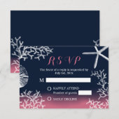 Koraalrif Starfish marine roze strand bruiloft RSV RSVP Kaartje (Voorkant / Achterkant)