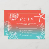 Koraalrif strandstrand bruiloft RSVP-respons RSVP Kaartje (Voorkant / Achterkant)