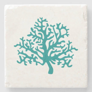 Koraalrif Turquoise Marble Stone Onderzetter