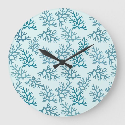 Koraalrif turquoise-patronen passen backround aan grote klok (Voorkant)