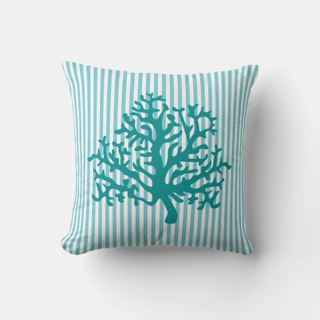 Koraalrif Turquoise Sierkussen (Voorkant)