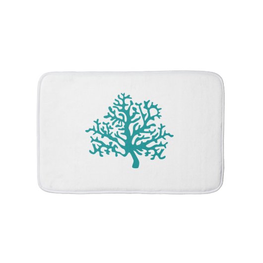 Koraalrif Turquoise White Bath Mat (Voorkant)