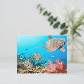 Koraalrif Turtle Naturescape Briefkaart (Staand voorkant)