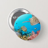 Koraalrif Turtle Naturescape Ronde Button 5,7 Cm (Voorkant /achterkant)