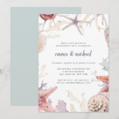 Koraalrif verlovingsfeest uitnodiging (Voorkant / Achterkant)