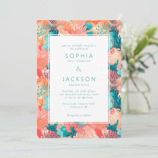 Koraalrif Vibrant Weddenschap Kaart (Staand voorkant)