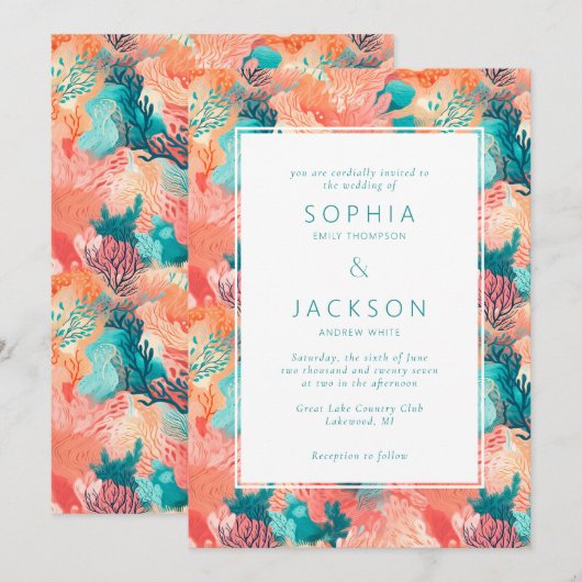 Koraalrif Vibrant Weddenschap Kaart (Voorkant / Achterkant)