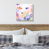 koraalrif | Waterverf kleurrijke vis oceaan Canvas Afdruk (Insitu (Slaapkamer))