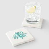 Koraalrif Waterverf marmer Stone Onderzetter (Zijkant)