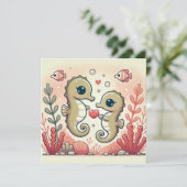 Koraalrif Zeepaardjes Liefde Kaart (Staand voorkant)