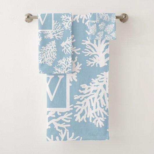 Koraalriffen zomerkustmonogram buiten bad handdoek (Insitu)