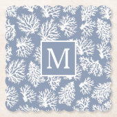 Koraalriffen zomerkustmonogram buiten kartonnen onderzetters (Voorkant)