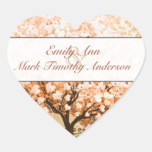 Koraalril Heart Leaf Tree Weddenschap Hart Sticker (Voorkant)