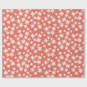Koraalrode bloemengiftverpakking cadeaupapier (Vlak)