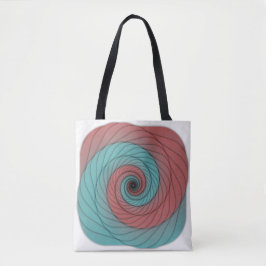 Koraalrode en Tealwerveling Tote Bag