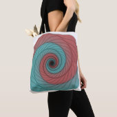 Koraalrode en Tealwerveling Tote Bag (Dichtbij)