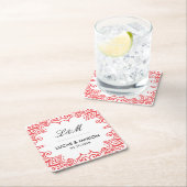 Koraalrode Floral wervelkolom Deco Art Weddenschap Kartonnen Onderzetters (Insitu)