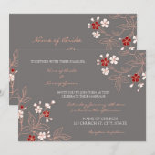 Koraalrode koraal - Floral Weddenschap Kaart (Voorkant / Achterkant)