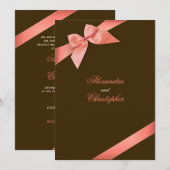 Koraalrode lint trouw aankondiging (Voorkant / Achterkant)