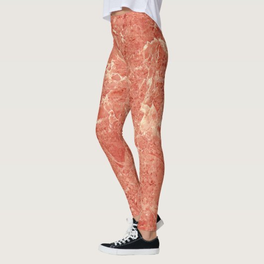 Koraalrode marmer leggings (Links)