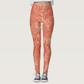 Koraalrode marmer leggings (Voorkant)