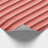 Koraalrode roze strepen cadeaupapier (Hoek)