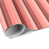 Koraalrode roze strepen cadeaupapier (Rol Hoek)