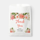 Koraalrode Rozen Bruidsdouche Bedankt Bedankzakje (Voorkant)