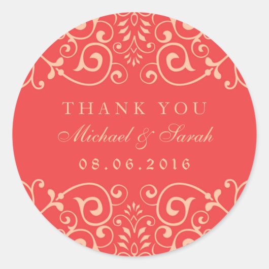 Koraalrode  wervelkolom Dank je Sticker (Voorkant)