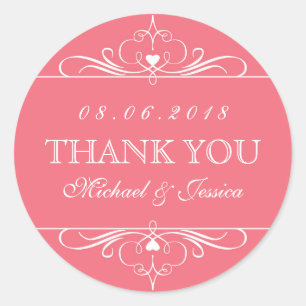 Koraalrode wervelkolom Ornament bruiloft Sticker