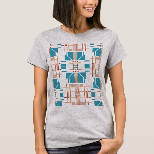 Koraalroest Turquoise Zuidwest Art Look Abstract T-shirt (Voorkant)