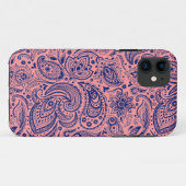 Koraalrood & blauw  bloemmotief Paisley Case-Mate iPhone Case (Achterkant (horizontaal))