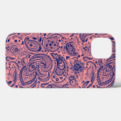 Koraalrood & blauw  bloemmotief Paisley Case-Mate iPhone Case (Achterkant (horizontaal))
