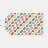 Koraalrood Blauwgroen Retro Groovy Vrolijk Kerstfe Cadeaulabel (Achterkant Horizontaal)