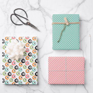 Koraalrood Blush Roze Mint Blauw Groen Ornamenten Inpakpapier Vel