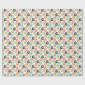 Koraalrood Blush Roze Mint Blauwe Groene Ornamente Cadeaupapier (Vlak)