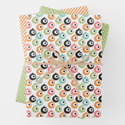 Koraalrood Blush Roze Mint Blauwe Groene Ornamente Inpakpapier Vel (In situ)