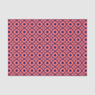 Koraalrood en marineblauw quatrefoil patroon tissuepapier
