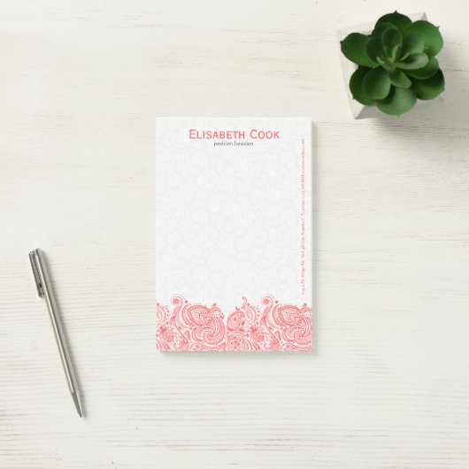 Koraalrood en witte  Floral Lace Post-it® Notes (Kantoor)