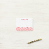 Koraalrood en witte Paisley-kant Post-it® Notes (Op bureau)