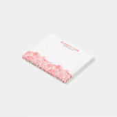 Koraalrood en witte Paisley-kant Post-it® Notes (Schuin)