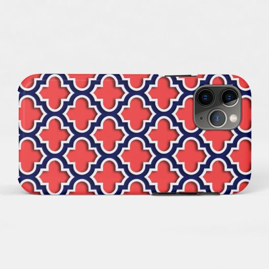 Koraalrood, marinewit Marokkaans Quatrefoil #5DS Case-Mate iPhone Case (Achterkant (horizontaal))