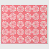 Koraalrood met wit cirkelpatroon cadeaupapier (Vlak)
