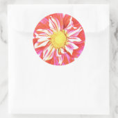 Koraalrood met witte streep ronde sticker (Tas)